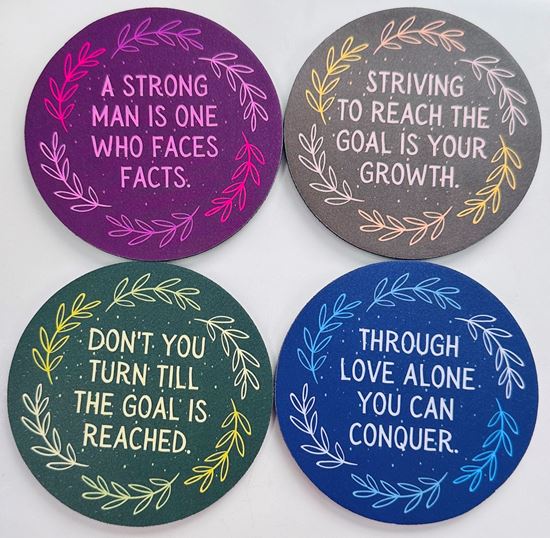 Picture of Coasters round with quotes set of 4